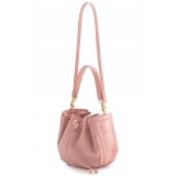 Aleksandra Badura - Lucky Bucket Bag Medium - Fringe Bucket Bag Medium - Rose Quartz - Luxury High Quality Leather Bag