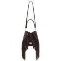 Aleksandra Badura - Lucky Bucket Bag Medium - Fringe Bucket Bag Medium - Dark Onyx - Luxury High Quality Leather Bag