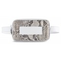 Aleksandra Badura - Camera Belt Bag - Python & Calfskin Belt Bag - White & Stone - Luxury High Quality Leather Bag