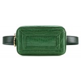 Aleksandra Badura - Camera Belt Bag - Crocodile & Calfskin Belt Bag - Green - Luxury High Quality Leather Bag