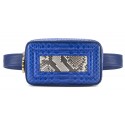 Aleksandra Badura - Camera Belt Bag - Python & Calfskin Belt Bag - Blue China & Stone - Luxury High Quality Leather Bag