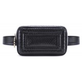 Aleksandra Badura - Camera Belt Bag - Python & Calfskin Belt Bag - Onyx - Luxury High Quality Leather Bag