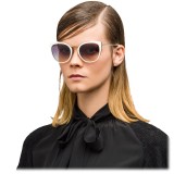 Prada - Prada Collection - Occhiali Rotondi Cat Eye Bianco e Cerise - Prada Collection - Occhiali da Sole - Prada Eyewear