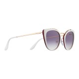 Prada - Prada Collection - White and Cerise Round Cat Eye Sunglasses - Prada Collection - Sunglasses - Prada Eyewear
