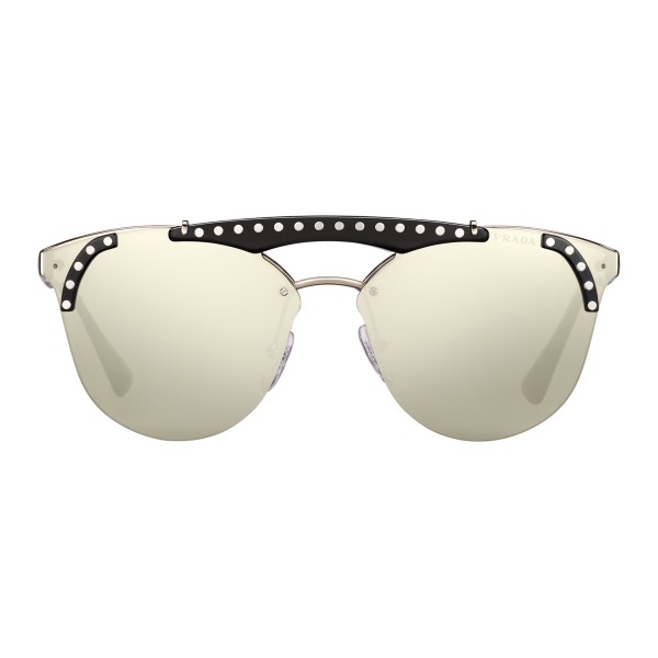 Prada - Prada Ornate - Steel and Black Cat Eye Sunglasses - Prada Ornate Collection - Sunglasses - Prada Eyewear