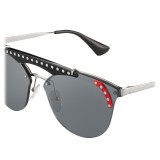 Prada - Prada Ornate - Occhiali Cat Eye Acciaio e Nero Fuoco - Prada Ornate Collection - Occhiali da Sole - Prada Eyewear