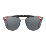 Prada - Prada Ornate - Occhiali Cat Eye Acciaio e Nero Fuoco - Prada Ornate Collection - Occhiali da Sole - Prada Eyewear