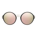 Prada - Prada Mod - Black and Pale Gold Round Sunglasses - Prada Mod Collection - Sunglasses - Prada Eyewear
