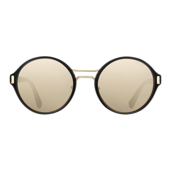 Prada - Prada Mod - Black and Light Pale Gold Round Sunglasses - Prada Mod Collection - Sunglasses - Prada Eyewear