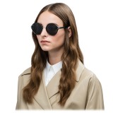 Prada - Prada Mod - Black and Steel Round Sunglasses - Prada Mod Collection - Sunglasses - Prada Eyewear