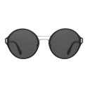 Prada - Prada Mod - Black and Steel Round Sunglasses - Prada Mod Collection - Sunglasses - Prada Eyewear