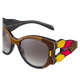 Prada - Prada Tapestry - Camel Velvet Cat Eye Sunglasses - Prada Tapestry Collection - Sunglasses - Prada Eyewear