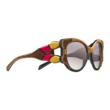 Prada - Prada Tapestry - Camel Velvet Cat Eye Sunglasses - Prada Tapestry Collection - Sunglasses - Prada Eyewear