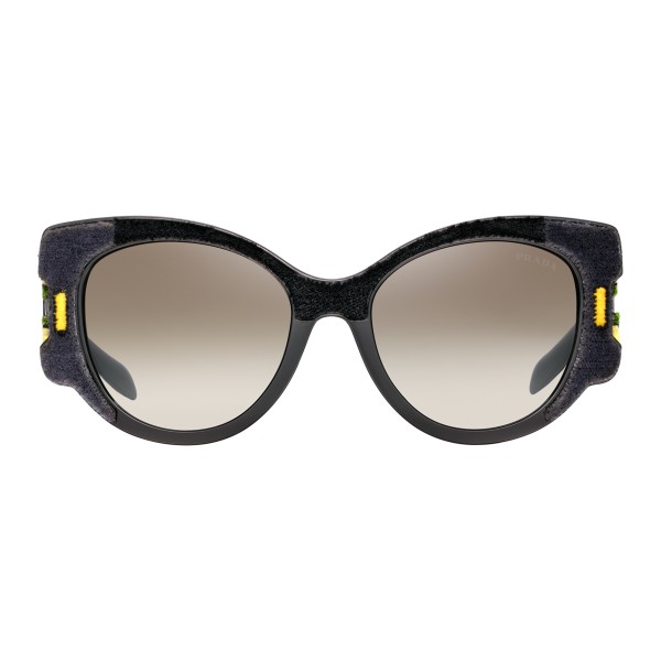 Prada - Prada Tapestry - Black Velvet Cat Eye Sunglasses - Prada Tapestry Collection - Sunglasses - Prada Eyewear