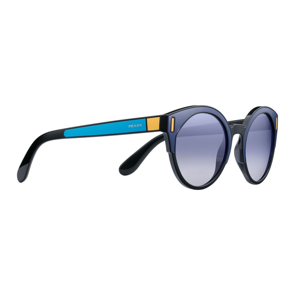 Prada - Prada Tapestry - Light Blue Round Pop Sunglasses - Prada ...