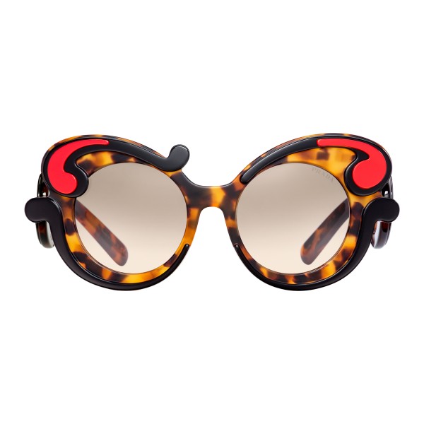 Prada - Prada Minimal Baroque - Caramel Turtle Fire Round Sunglasses - Prada Collection - Sunglasses - Prada Eyewear