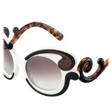 Prada - Prada Minimal Baroque - Talc Black Cocoa Round Sunglasses - Prada Collection - Sunglasses - Prada Eyewear