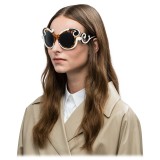 Prada - Prada Minimal Baroque - Caramel Talc Black Turtle Round Sunglasses - Prada Collection - Sunglasses - Prada Eyewear
