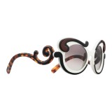 Prada - Prada Minimal Baroque - Talc Black Cocoa Round Sunglasses - Prada Collection - Sunglasses - Prada Eyewear