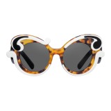 Prada - Prada Minimal Baroque - Caramel Talc Black Turtle Round Sunglasses - Prada Collection - Sunglasses - Prada Eyewear