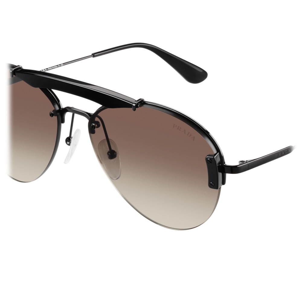 Prada - Prada Collection - Black Aviator Top Bar Sunglasses - Prada ...