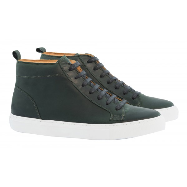 Sneakers in pelle soft con retro lucido Nero