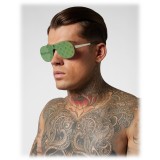 Philipp Plein - Target Monogram Collection - Nickel e Verde Specchiato - Occhiali da Sole - Philipp Plein Eyewear
