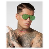 Philipp Plein - Target Monogram Collection - Nickel and Mirrored Green - Sunglasses - Philipp Plein Eyewear