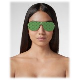 Philipp Plein - Target Monogram Collection - Nickel e Verde Specchiato - Occhiali da Sole - Philipp Plein Eyewear