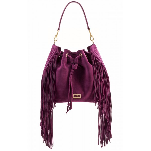 Aleksandra Badura - Lucky Bucket Bag - Fringe Bucket Bag - Rose Richelieu - Luxury High Quality Leather Bag