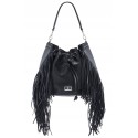 Aleksandra Badura - Lucky Bucket Bag - Fringe Bucket Bag - Onyx - Luxury High Quality Leather Bag