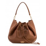 Aleksandra Badura - Lucky Bucket Bag - Bucket Bag in Deer Leather - Camel - Luxury High Quality Leather Bag