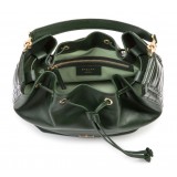Aleksandra Badura - Lucky Bucket Bag - Bucket Bag in Goat and Eel Leather - Pine Green - Luxury High Quality Leather Bag