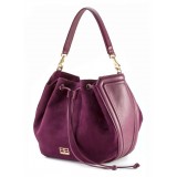 Aleksandra Badura - Lucky Bucket Bag - Bucket Bag in Calfskin and Suede - Rose Richelieu - Luxury High Quality Leather Bag