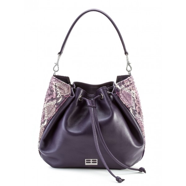 Aleksandra Badura - Lucky Bucket Bag - Bucket Bag in Python - Purple - Luxury High Quality Leather Bag