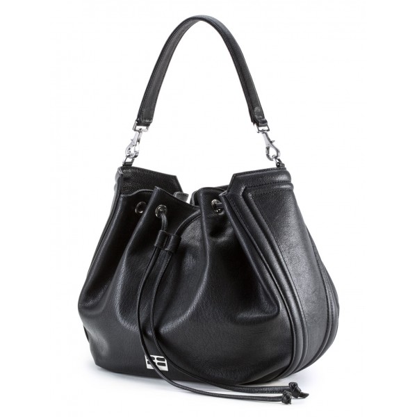 Aleksandra Badura - Lucky Bucket Bag - Bucket Bag in Goatskin Leather - Onyx - Luxury High Quality Leather Bag