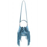Aleksandra Badura - Lucky Bucket Bag Mini - Borsa a Frange - Sky - Borsa in Pelle di Alta Qualità Luxury