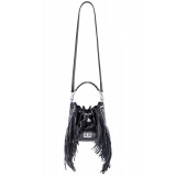 Aleksandra Badura - Lucky Bucket Bag Mini - Fringe Bucket Bag - Onyx - Luxury High Quality Leather Bag