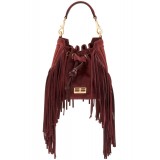 Aleksandra Badura - Lucky Bucket Bag Mini - Fringe Bucket Bag - Gold - Luxury High Quality Leather Bag
