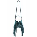 Aleksandra Badura - Lucky Bucket Bag Mini - Fringe Bucket Bag - Deep Teal - Luxury High Quality Leather Bag