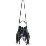 Aleksandra Badura - Lucky Bucket Bag Mini - Fringe Bucket Bag - Onyx - Luxury High Quality Leather Bag