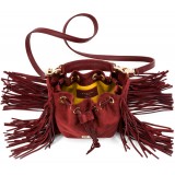 Aleksandra Badura - Lucky Bucket Bag Mini - Borsa a Frange - Bordeaux - Borsa in Pelle di Alta Qualità Luxury