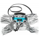 Aleksandra Badura - Lucky Bucket Bag Mini - Borsa a Frange - Argento - Borsa in Pelle di Alta Qualità Luxury
