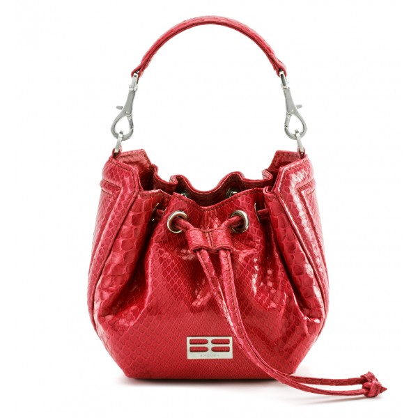 Aleksandra Badura - Lucky Bucket Bag Mini - Borsa in Pitone - Rosso - Borsa in Pelle di Alta Qualità Luxury