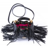 Aleksandra Badura - Lucky Bucket Bag Mini - Borsa a Frange - Nero - Borsa in Pelle di Alta Qualità Luxury