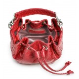 Aleksandra Badura - Lucky Bucket Bag Mini - Bucket Bag in Python - Red - Luxury High Quality Leather Bag