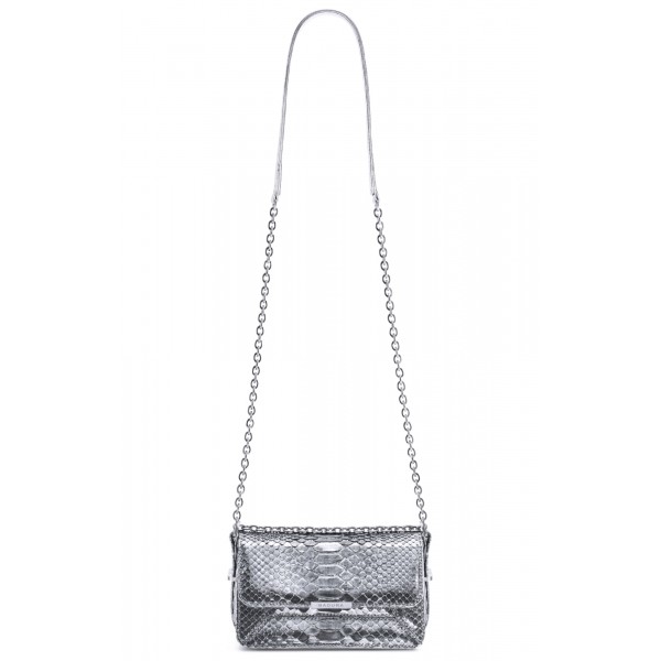 Aleksandra Badura - Candy Bag Mini - Borsa a Tracolla in Pitone - Argento - Borsa in Pelle di Alta Qualità Luxury