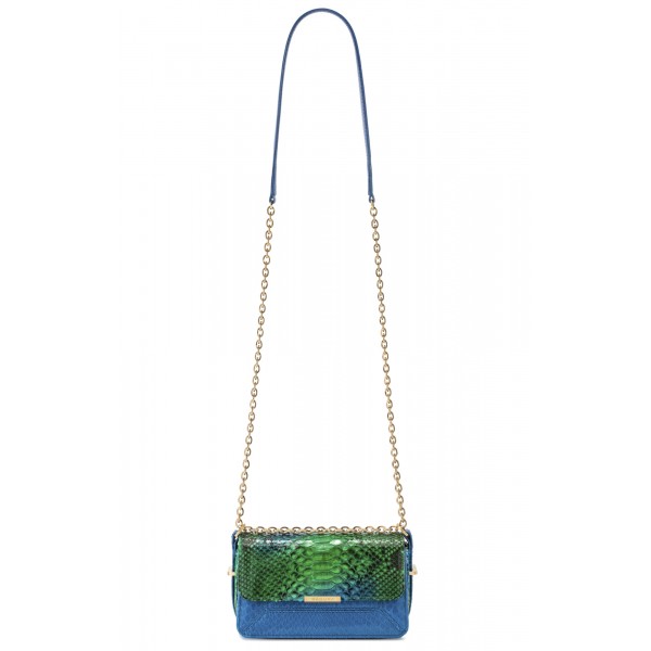 Aleksandra Badura - Candy Bag Mini - Borsa a Tracolla in Pitone - Blu e Verde Oceano - Borsa in Pelle di Alta Qualità Luxury