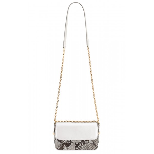 Aleksandra Badura - Candy Bag Mini - Python Shoulder Bag - Stone & White - Luxury High Quality Leather Bag