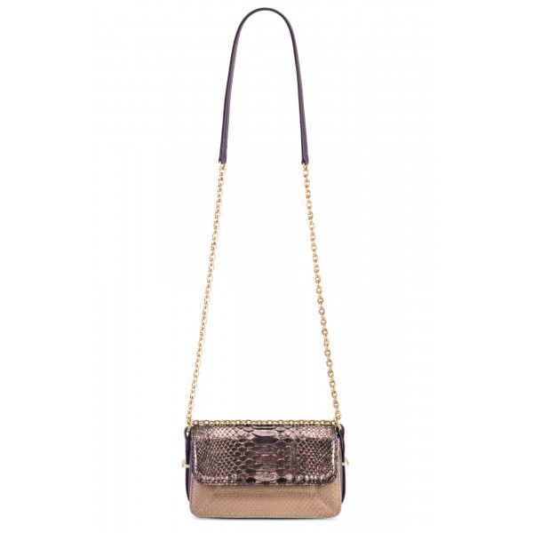 Aleksandra Badura - Candy Bag Mini - Python Shoulder Bag - Taupe & Purple - Luxury High Quality Leather Bag